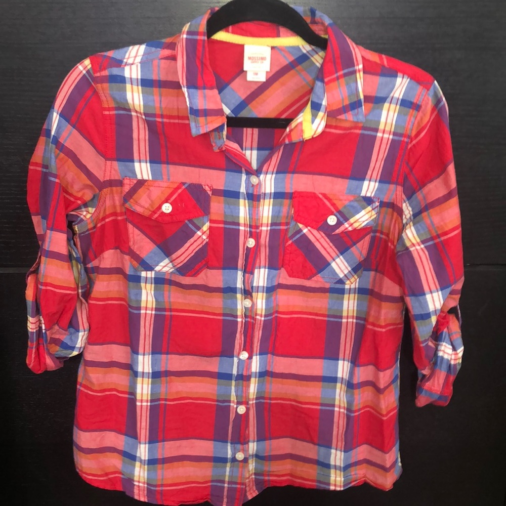 Mossimo Womens Woven Multi color Medium Shirt